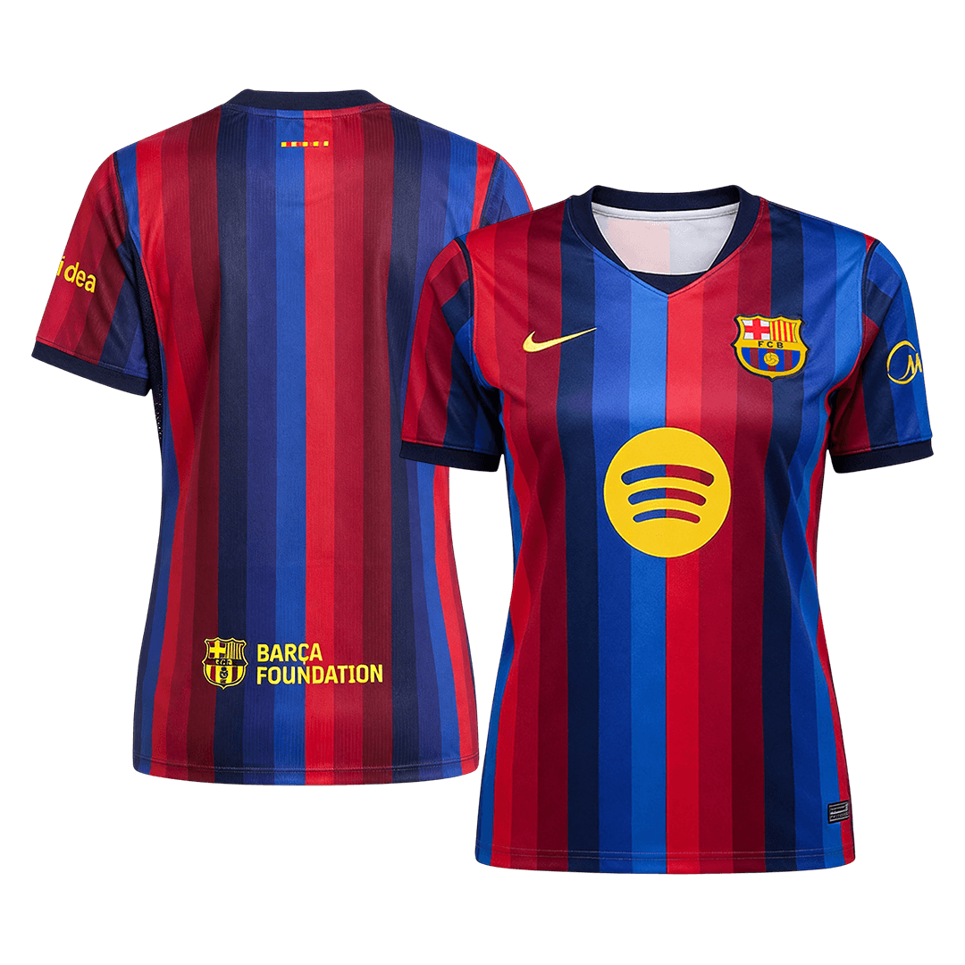 Camiseta de fútbol del FC Barcelona para mujer, temporada 2026/27, color rojo y azul.
