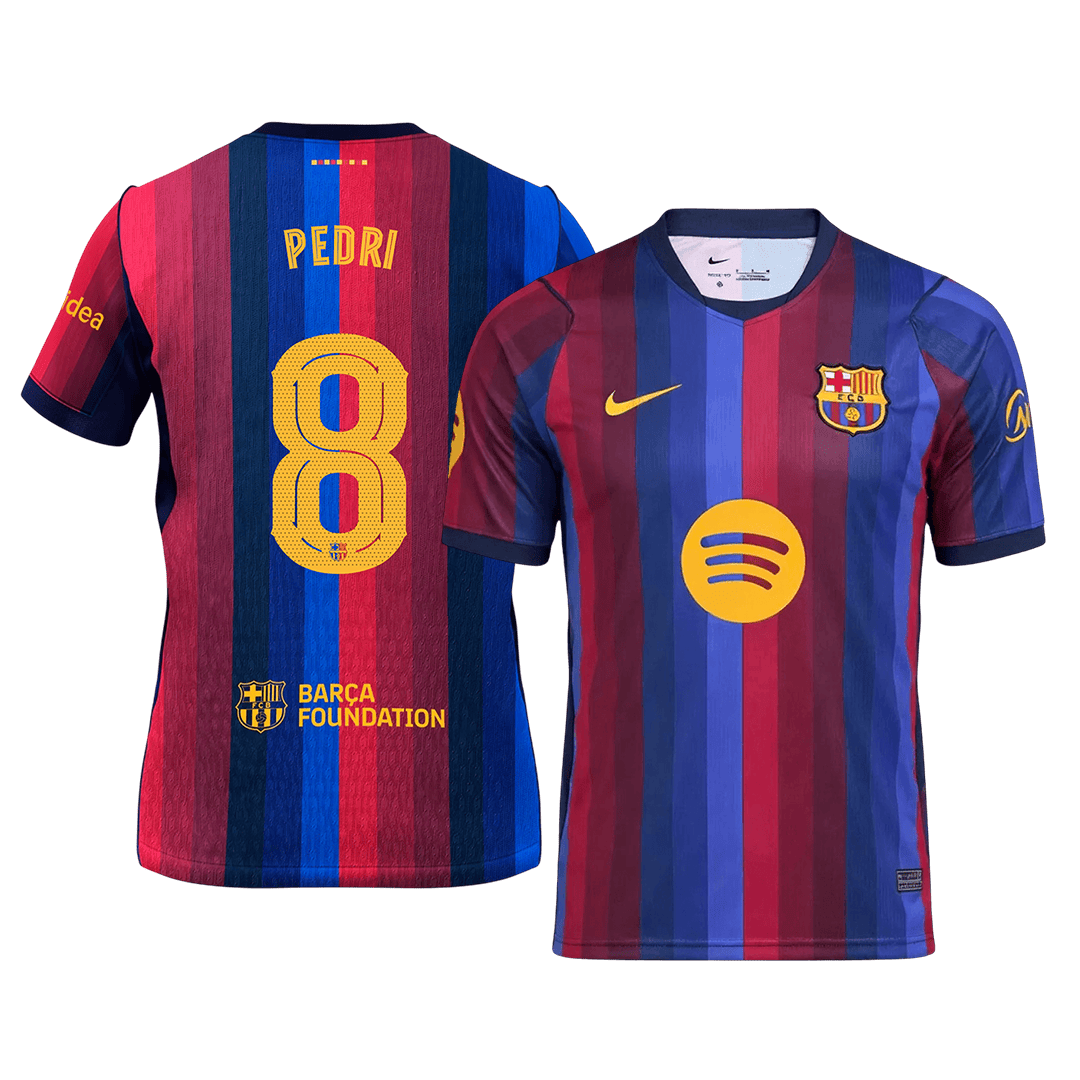 PEDRI #8 Camiseta de fútbol de manga corta azul y granate para hombre, temporada 26/27, del Barcelona, marca Fan.