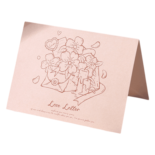 Tarjeta de aniversario con carta de amor y flores personalizadas en color naranja