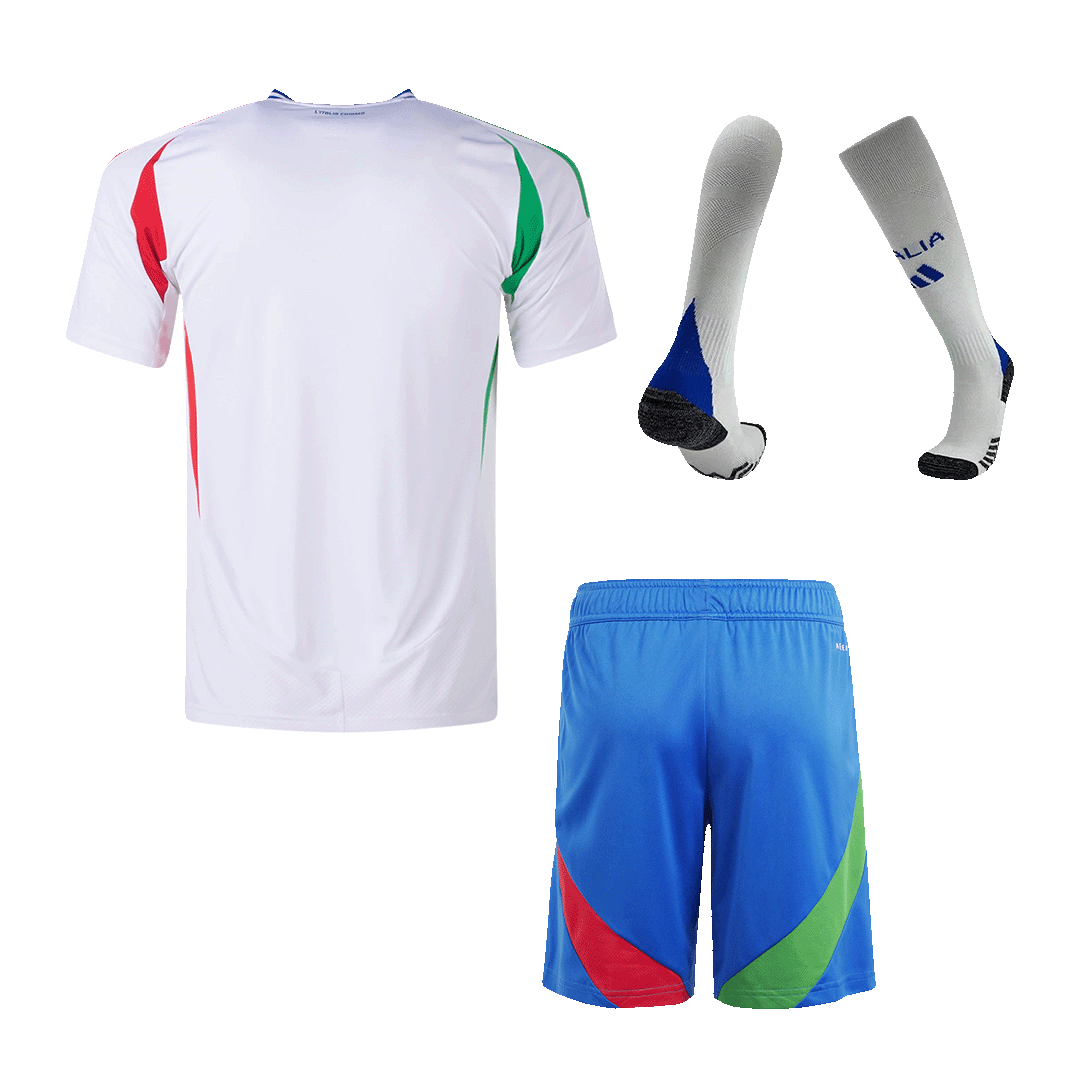 Kit de fútbol de visitante de Italia (camiseta, pantalón corto y medias) para la Eurocopa 2024