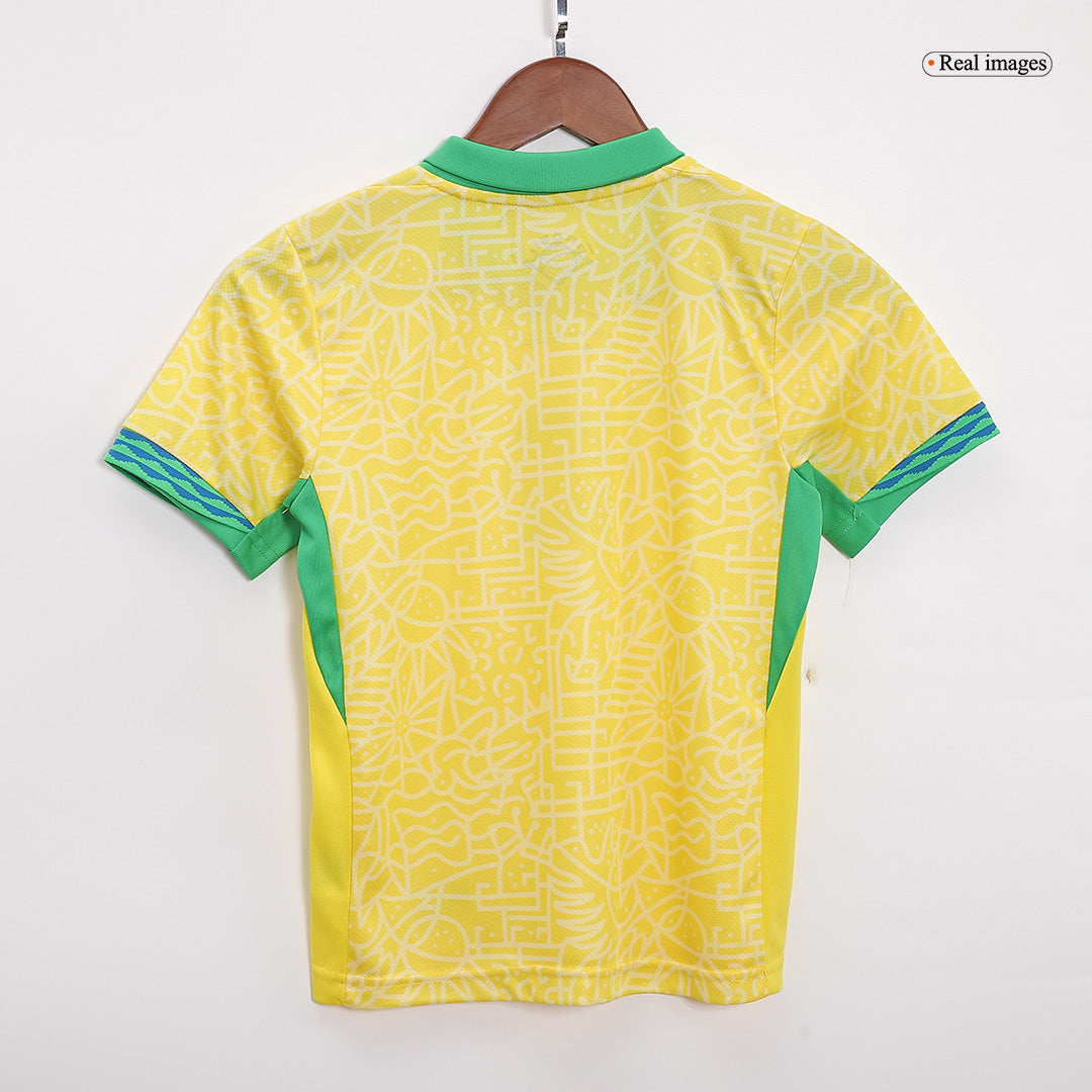 Kit de fútbol local de Brasil para niños (camiseta, pantalón corto y medias) Copa América 2024