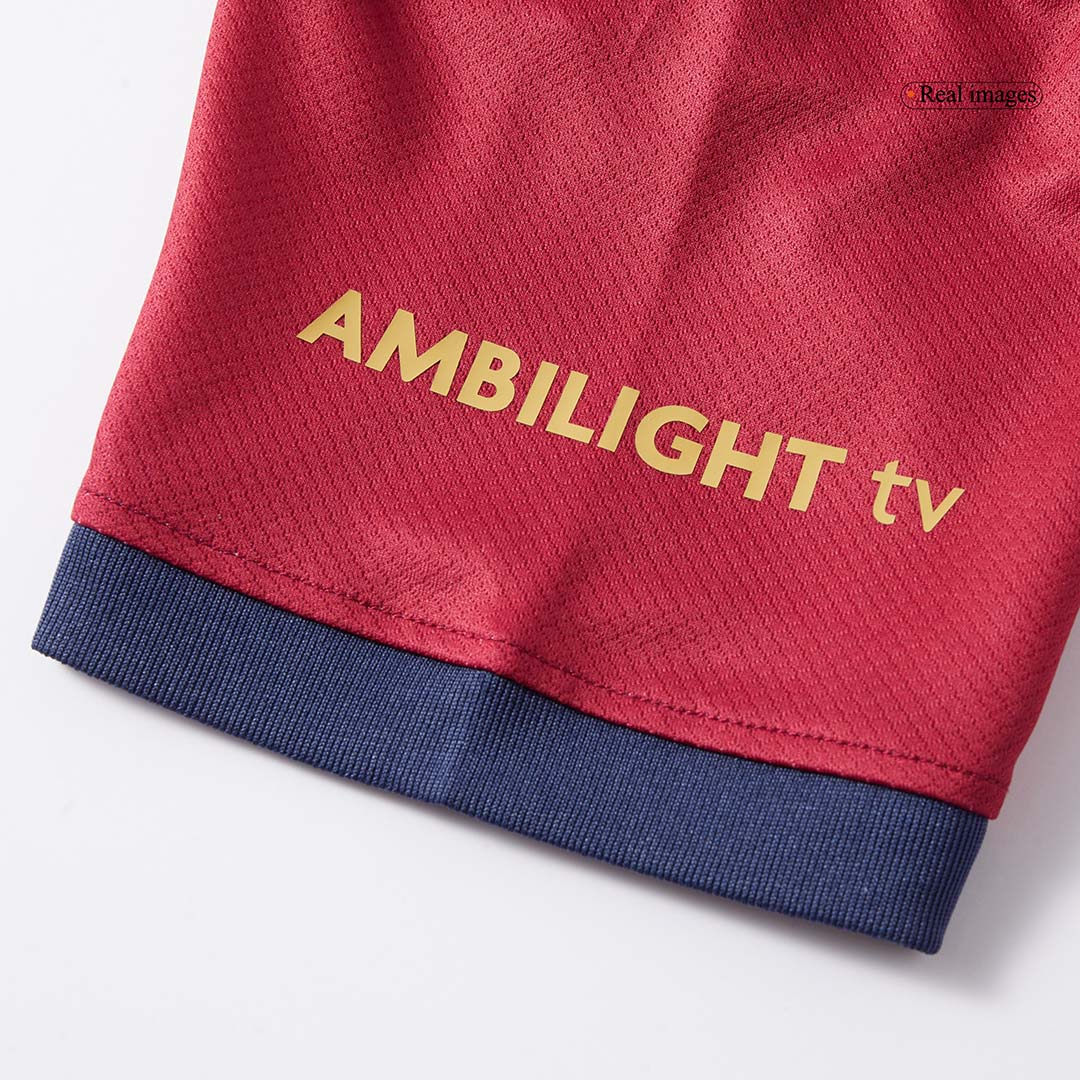 Kit de fútbol local del Barcelona x Coldplay para niños (camiseta y pantalón corto) 2024/25, rojo y azul