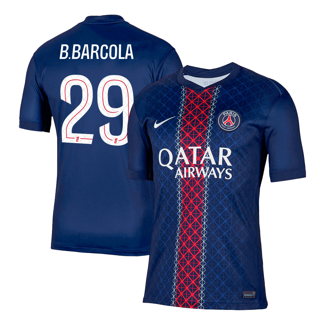 Camiseta de fútbol local B.BARCOLA #29 PSG 2025/26 Azul marino