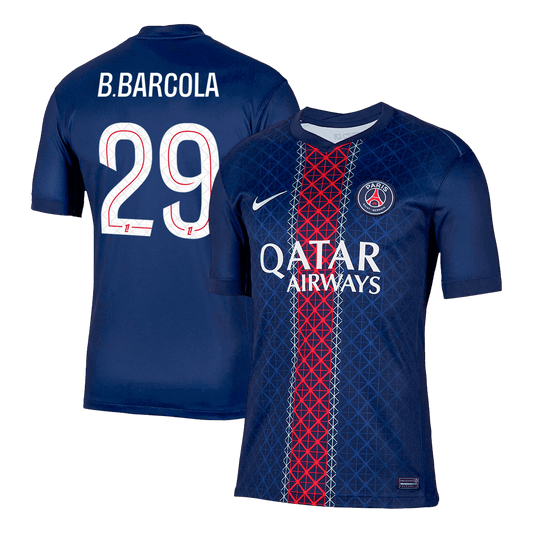 Camiseta de fútbol local B.BARCOLA #29 PSG 2025/26 Azul marino