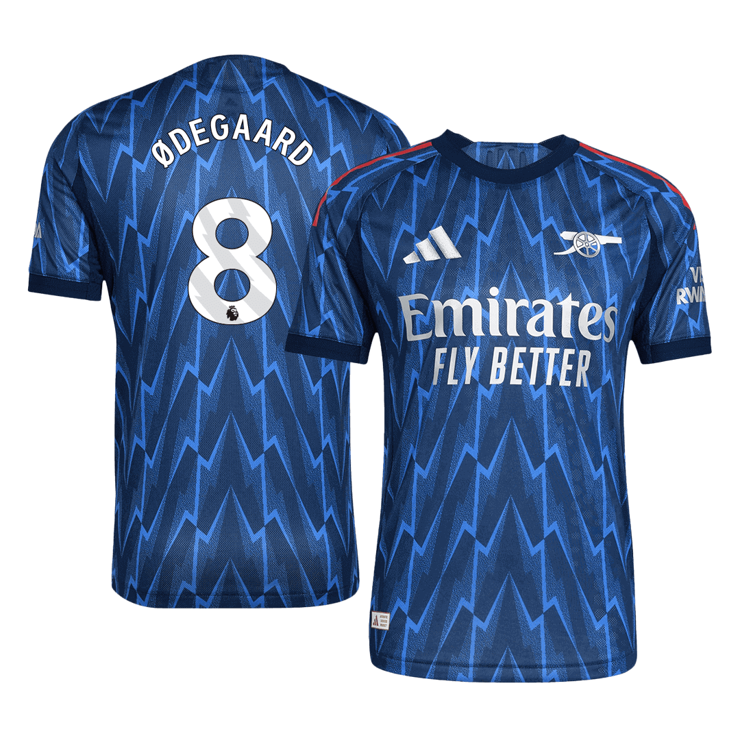 Camiseta de fútbol visitante auténtica del Arsenal ØDEGAARD #8 2025/26 Azul