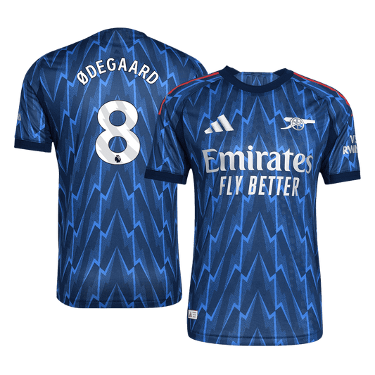 Camiseta de fútbol visitante auténtica del Arsenal ØDEGAARD #8 2025/26 Azul