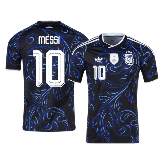 Camiseta de visitante de MESSI #10 de Argentina para el Mundial 2026, color negro.