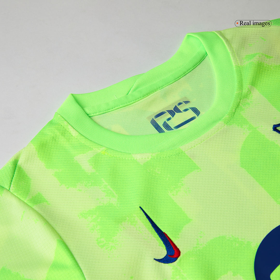 Kit de fútbol infantil de visitante del Barcelona (camiseta y pantalón corto) 2024/25 - UCL (logotipo de Spotify sin texto)