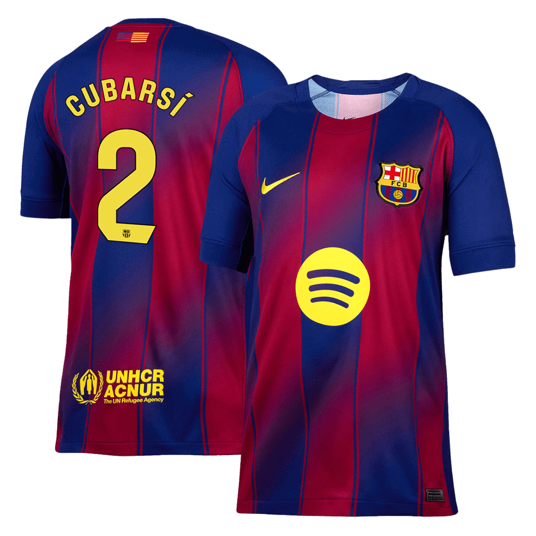 Camiseta de fútbol local CUBARSÍ #2 del Barcelona 2025/26 roja y azul