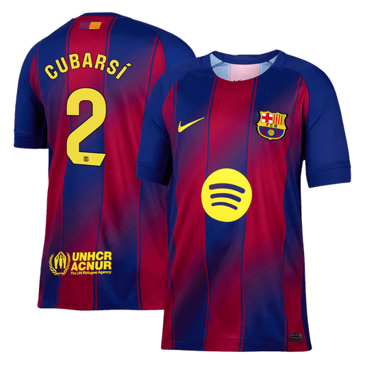 Camiseta de fútbol local CUBARSÍ #2 del Barcelona 2025/26 roja y azul