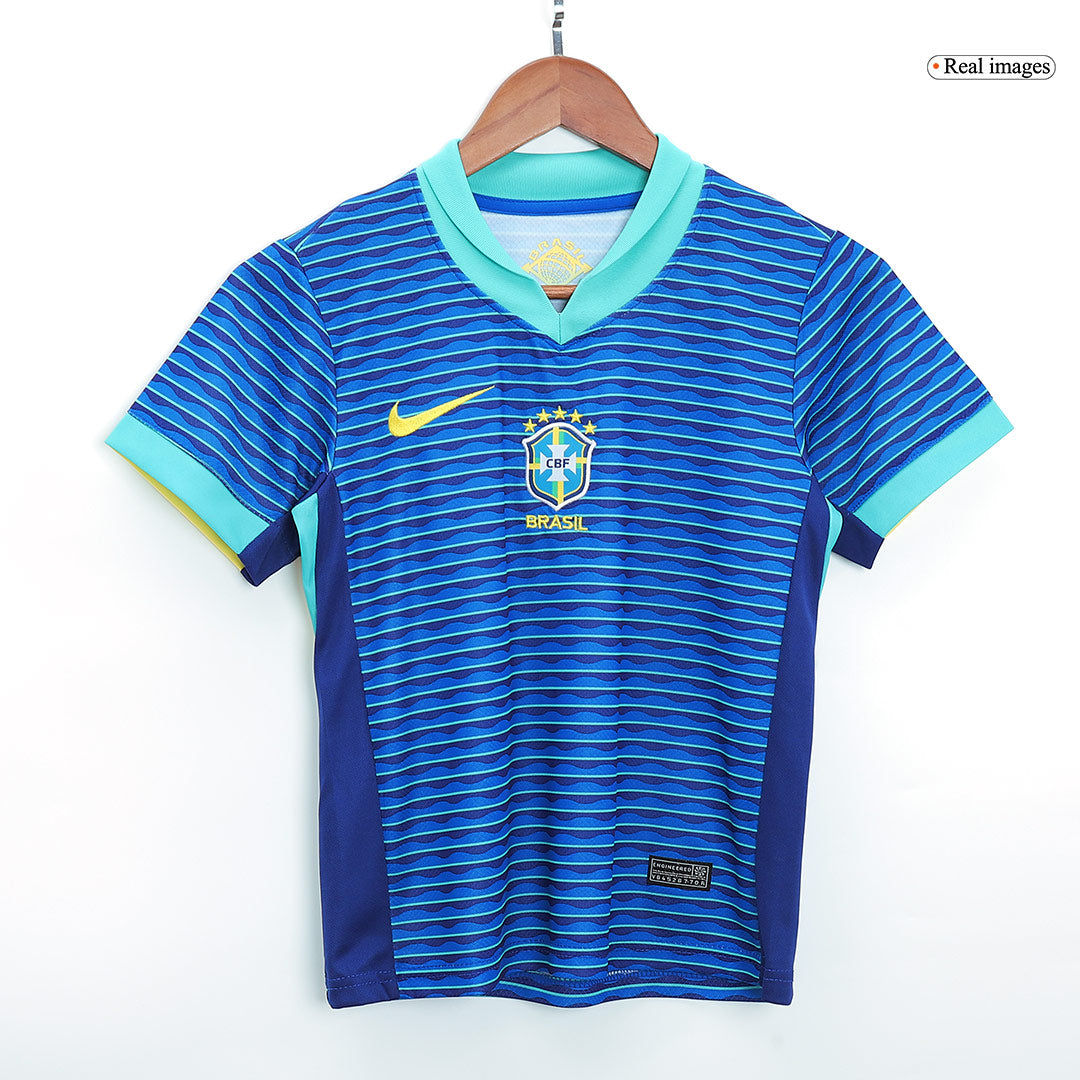 Kit de fútbol visitante de Brasil para niños (camiseta, pantalón corto y medias) Copa América 2024