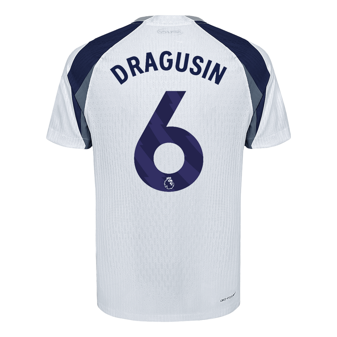 Camiseta de fútbol local auténtica DRAGUSIN #6 del Tottenham Hotspur 2025/26, blanca