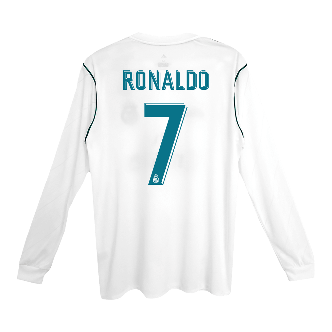 Camiseta de fútbol vintage del Real Madrid RONALDO #7 local 2017/18 manga larga