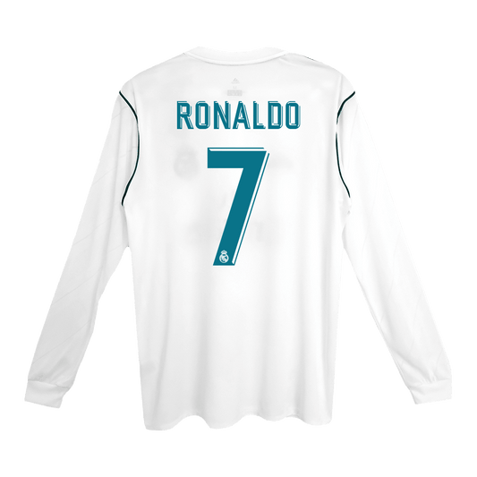 Camiseta de fútbol vintage del Real Madrid RONALDO #7 local 2017/18 manga larga