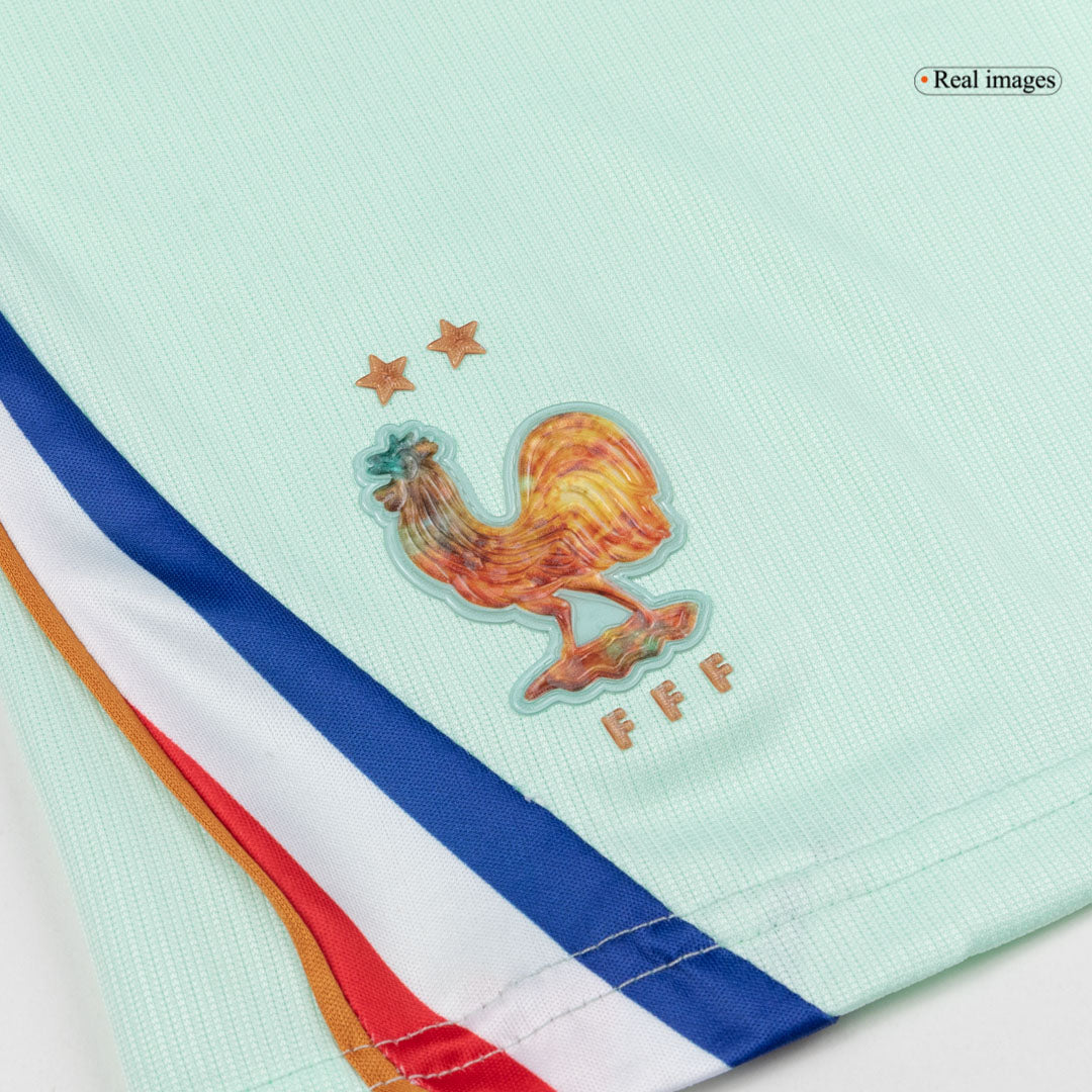 Conjunto de fútbol infantil de Francia (camiseta + pantalón corto) para el Mundial de 2026, color verde menta.