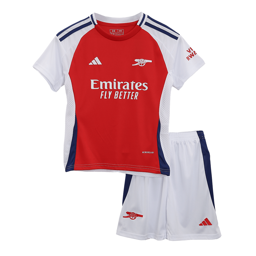Kit de camiseta de fútbol local del Arsenal para niños (camiseta y pantalones cortos)