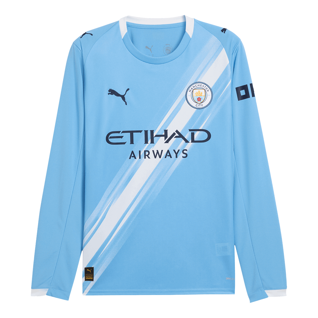 Camiseta de fútbol de manga larga local del Manchester City 2025/26 azul