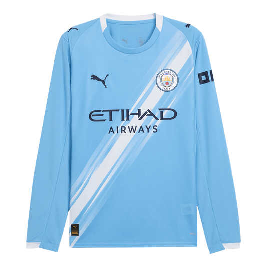 Camiseta de fútbol de manga larga local del Manchester City 2025/26 azul