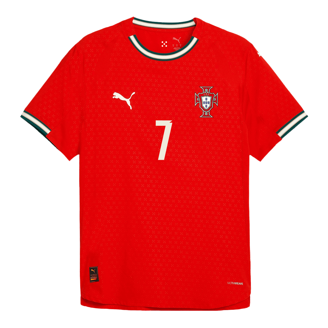 Camiseta de fútbol local auténtica de Ronaldo #7 Portugal 2025, roja