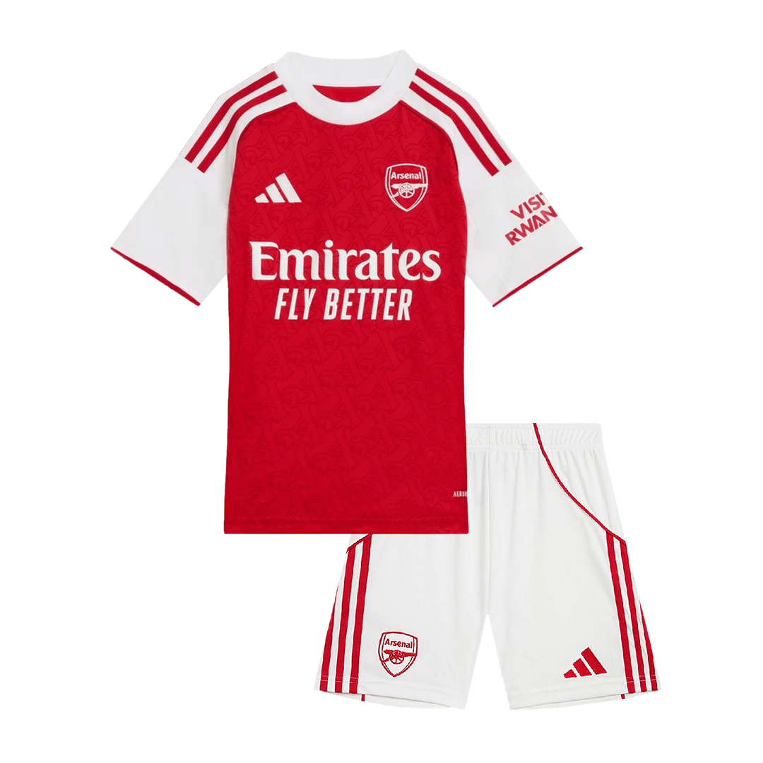 Kit de fútbol local del Arsenal para niños (Kit y pantalón corto) 2025/26, color rojo