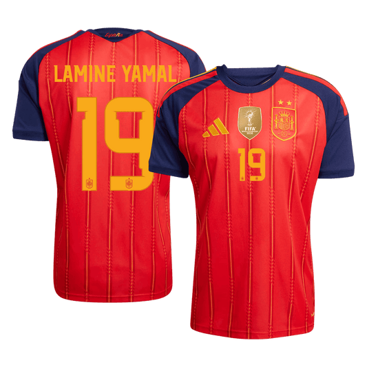 LAMINE YAMAL #19 España Edición Campeona Camiseta de Fútbol Local Copa Mundial 2026 Roja
