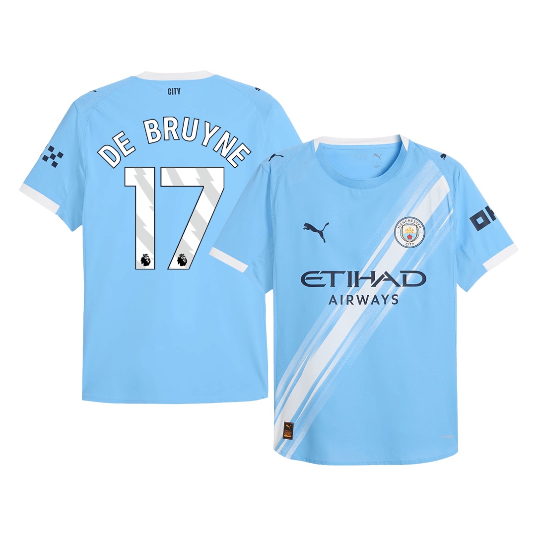 Camiseta de fútbol local auténtica de DE BRUYNE #17 del Manchester City 2025/26, azul