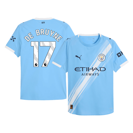 Camiseta de fútbol local auténtica de DE BRUYNE #17 del Manchester City 2025/26, azul