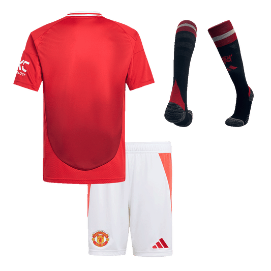 Kit de fútbol local del Manchester United para niños (Kit, pantalón corto y calcetines) 2024/25
