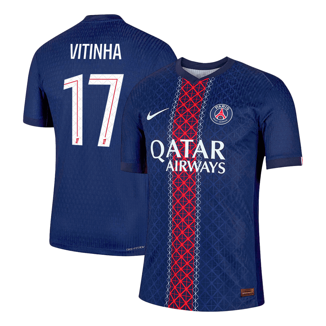 Camiseta de fútbol local auténtica VITINHA #17 del PSG 2025/26