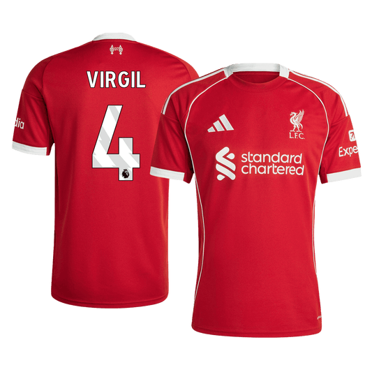 Camiseta de fútbol local VIRGIL #4 del Liverpool 2025/26, roja