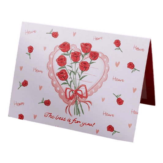 Tarjeta de San Valentín personalizada con corazón de rosa rojo
