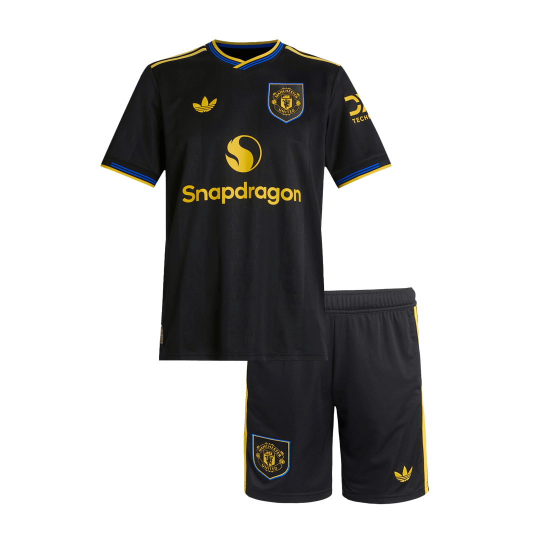 Camiseta de fútbol infantil de visitante del Manchester United (25/26), color negro