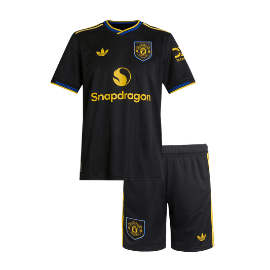 Camiseta de fútbol infantil de visitante del Manchester United (25/26), color negro