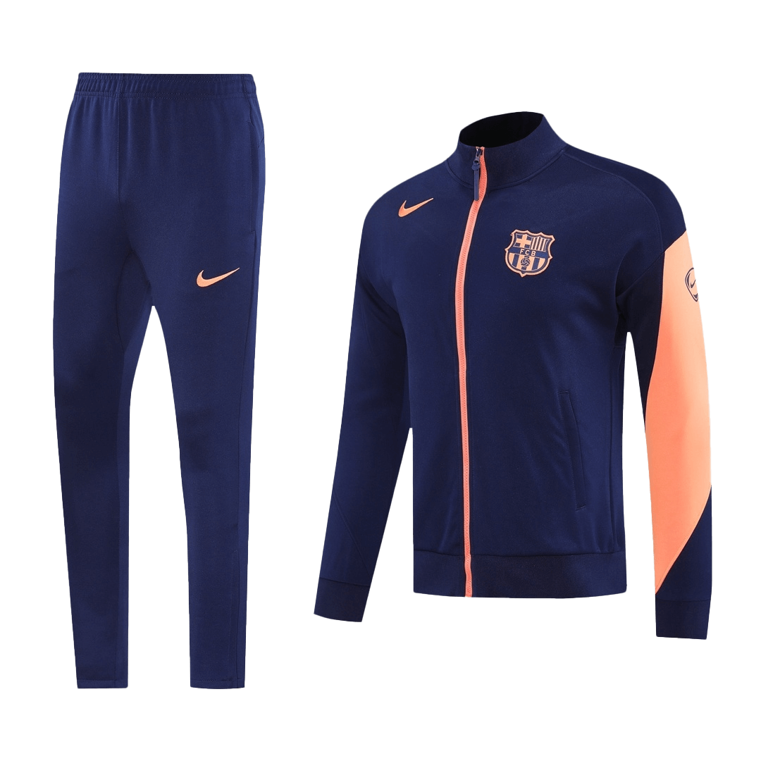 Kit de entrenamiento del Barcelona 25/26 (Chaqueta + Pantalón) Azul Marino y Naranja