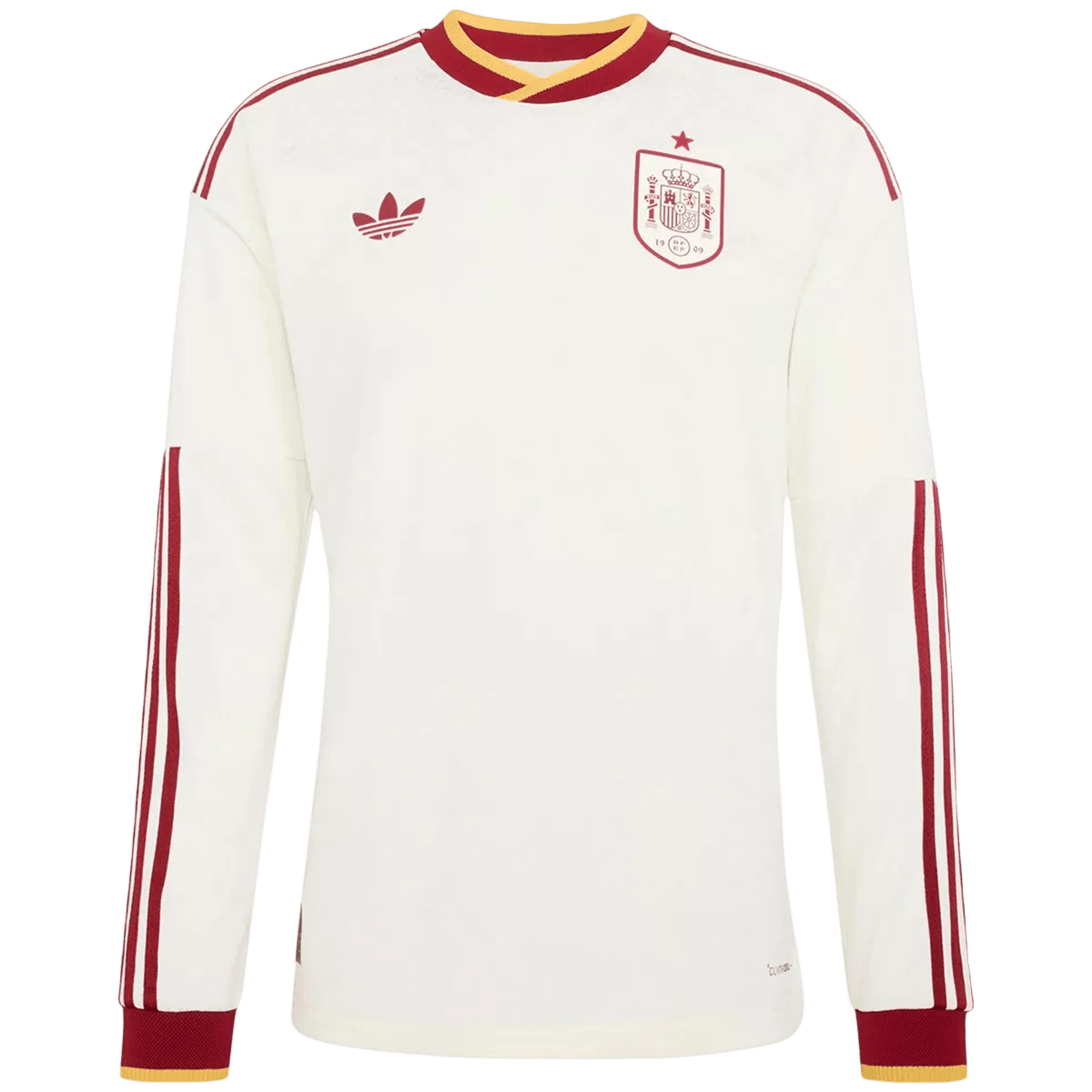 Camiseta de fútbol de manga larga para hombre, selección española visitante, Mundial 2026, color blanco.