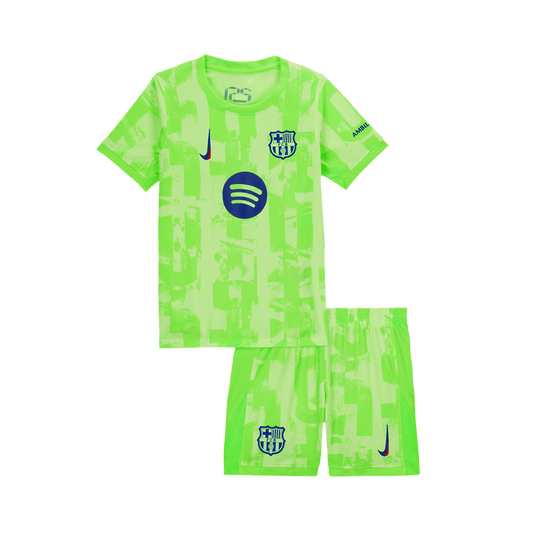 Kits de fútbol personalizados de tercera equipación del Barcelona para niños 2024/25