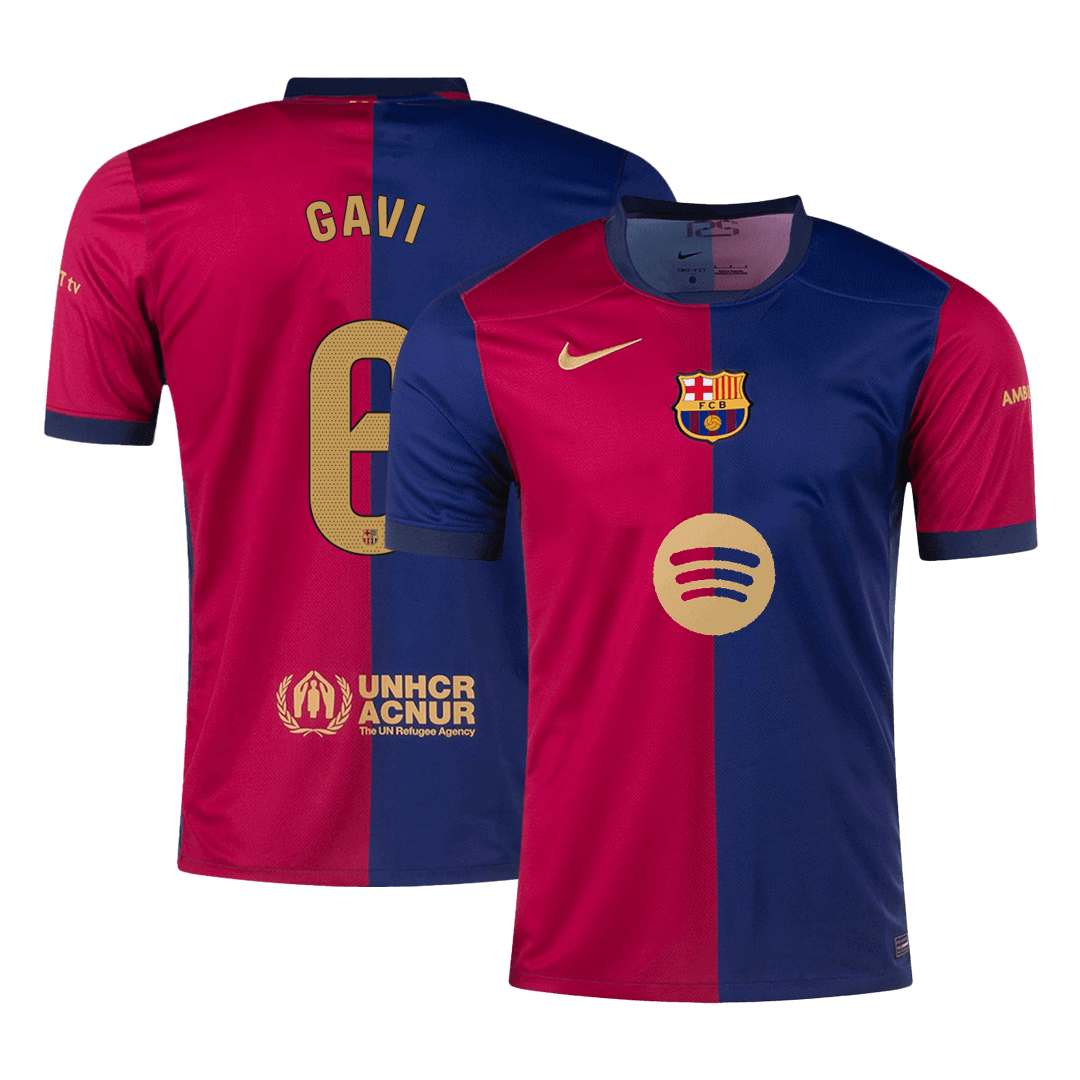 Camiseta de fútbol local del Barcelona GAVI #6 2024/25 - Logotipo de Spotify sin texto