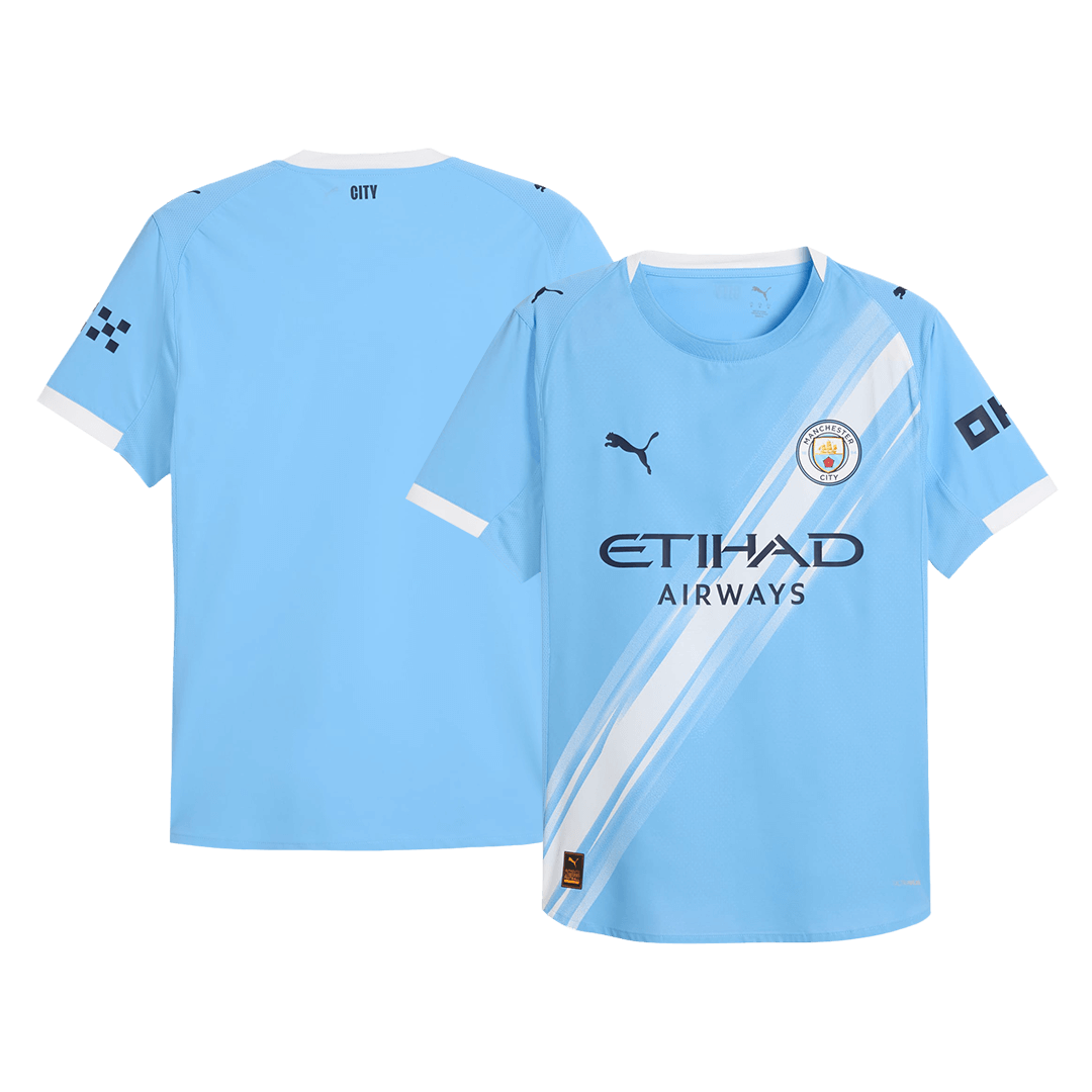Camiseta de fútbol local auténtica del Manchester City 2025/26 azul
