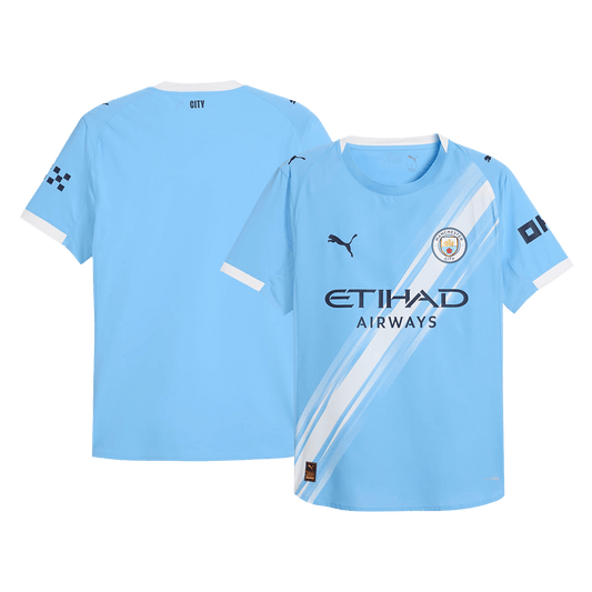 Camiseta de fútbol local auténtica del Manchester City 2025/26 azul