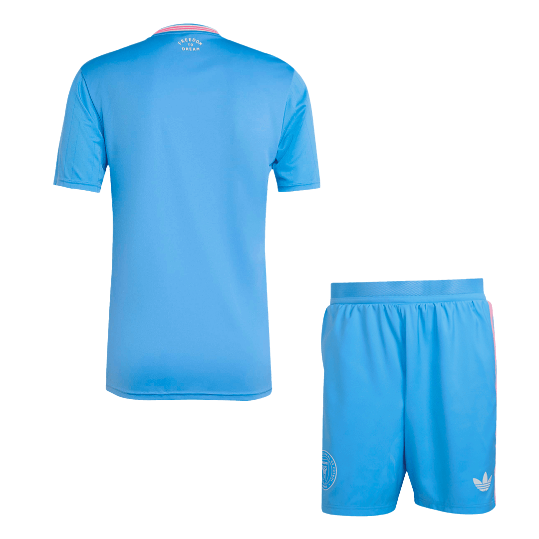 Kit de fútbol de visitante del Inter Miami (camiseta y pantalones cortos) 2025, azul