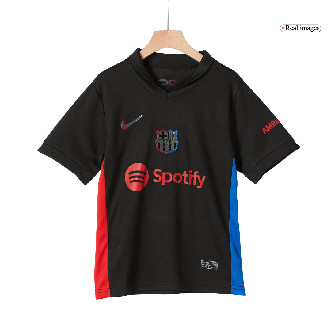 Kits de fútbol personalizados de visitante del Barcelona para niños 2024/25