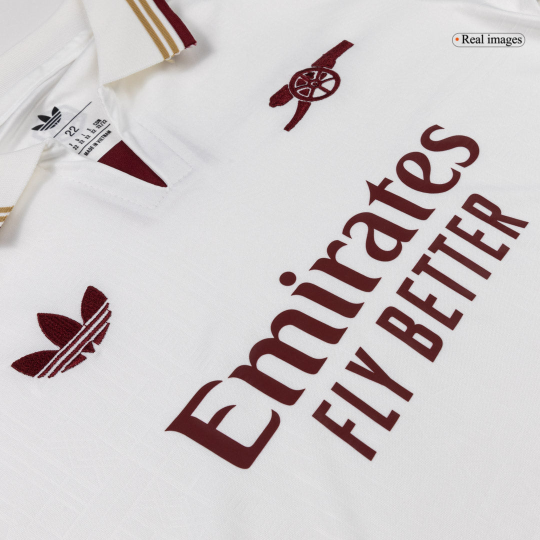 Kit de fútbol visitante del Arsenal para niños (Kit, pantalón corto y medias) 2025/26
