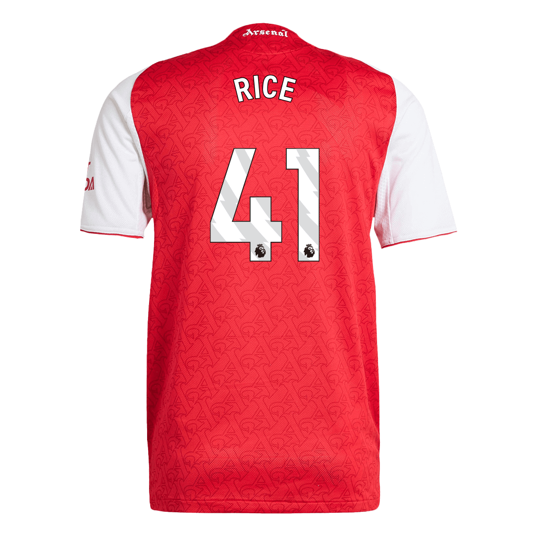 Camiseta de fútbol local auténtica RICE #41 del Arsenal 2025/26, roja
