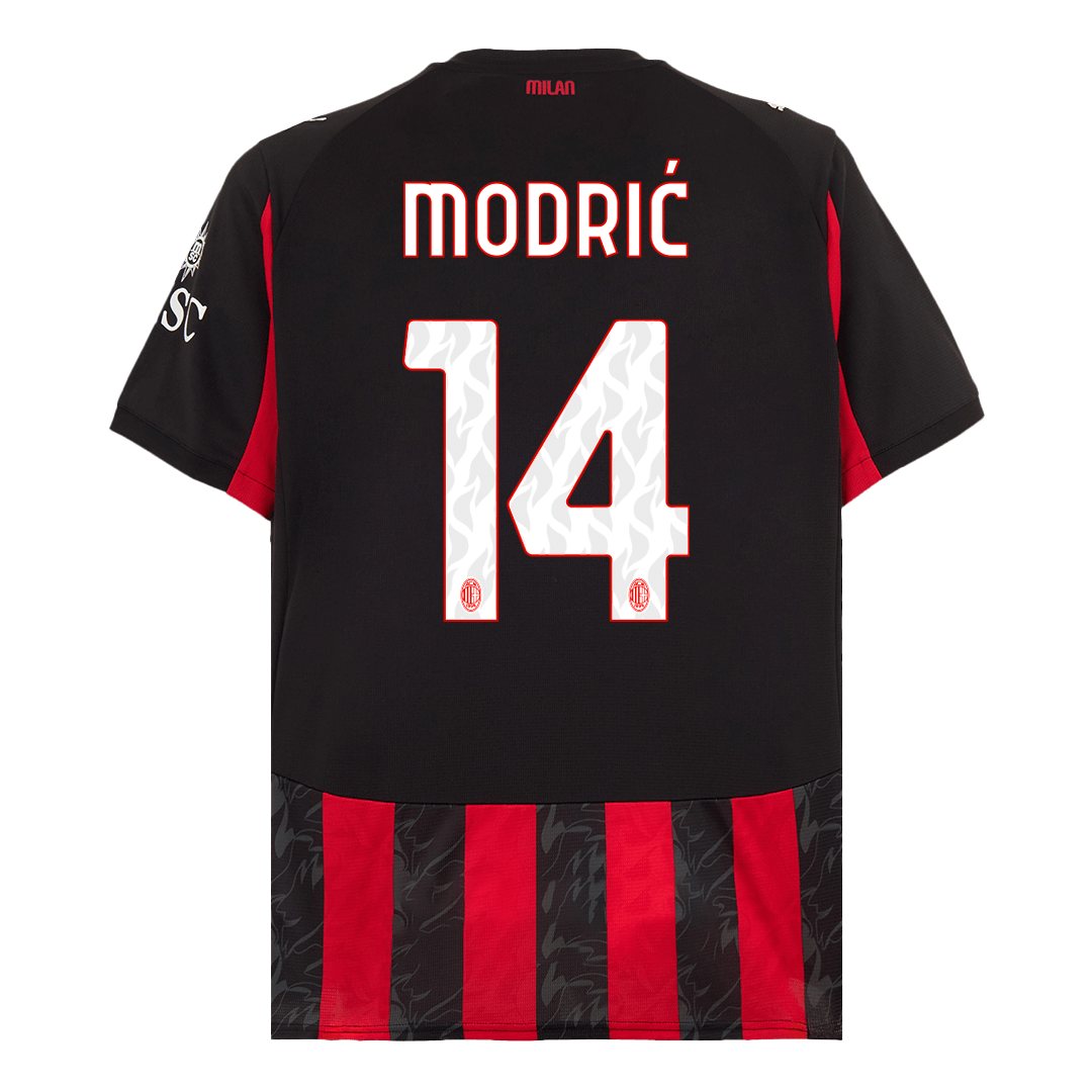 Camiseta de fútbol MODRIĆ #14 AC Milan Local 2025/26 Rojo y Negro
