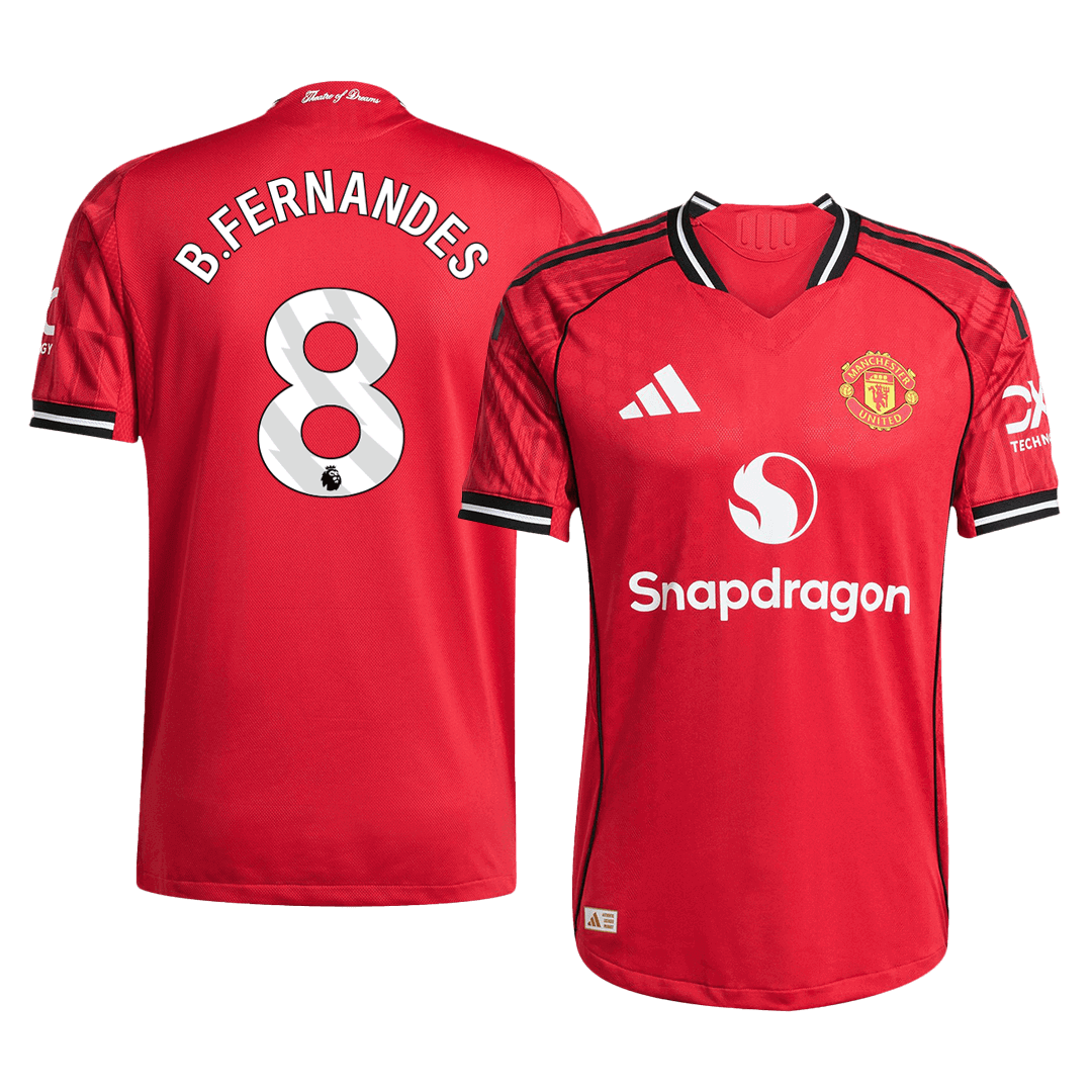Camiseta de fútbol local auténtica de B.FERNANDES #8 del Manchester United 2025/26, roja