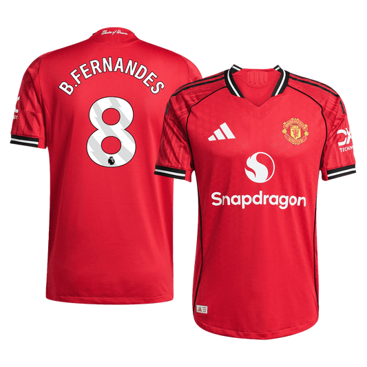 Camiseta de fútbol local auténtica de B.FERNANDES #8 del Manchester United 2025/26, roja
