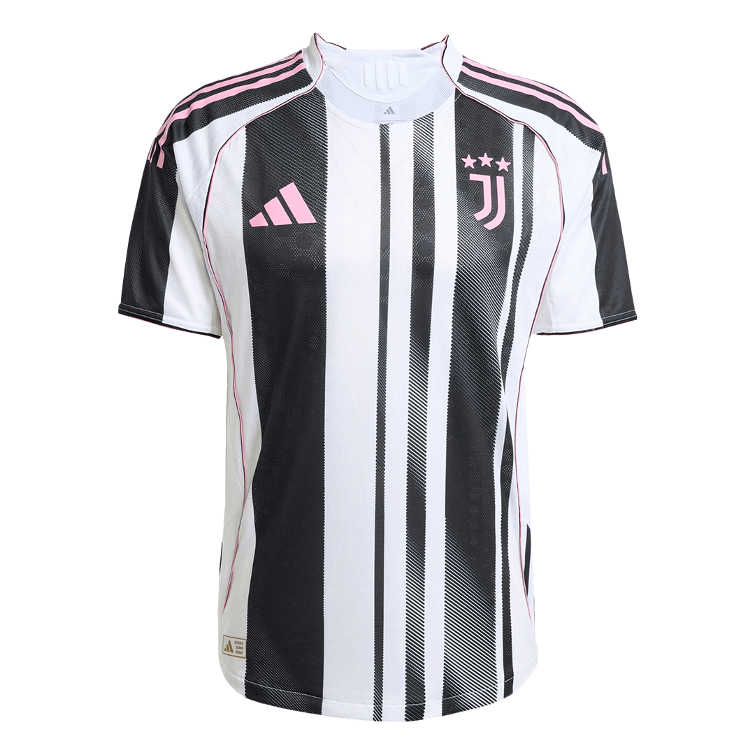 Camiseta de fútbol local auténtica de la Juventus 2025/26 en blanco y negro