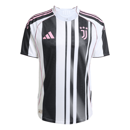 Camiseta de fútbol local auténtica de la Juventus 2025/26 en blanco y negro