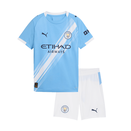 Kit de fútbol local del Manchester City para niño (Kit y pantalón corto) 2025/26, azul