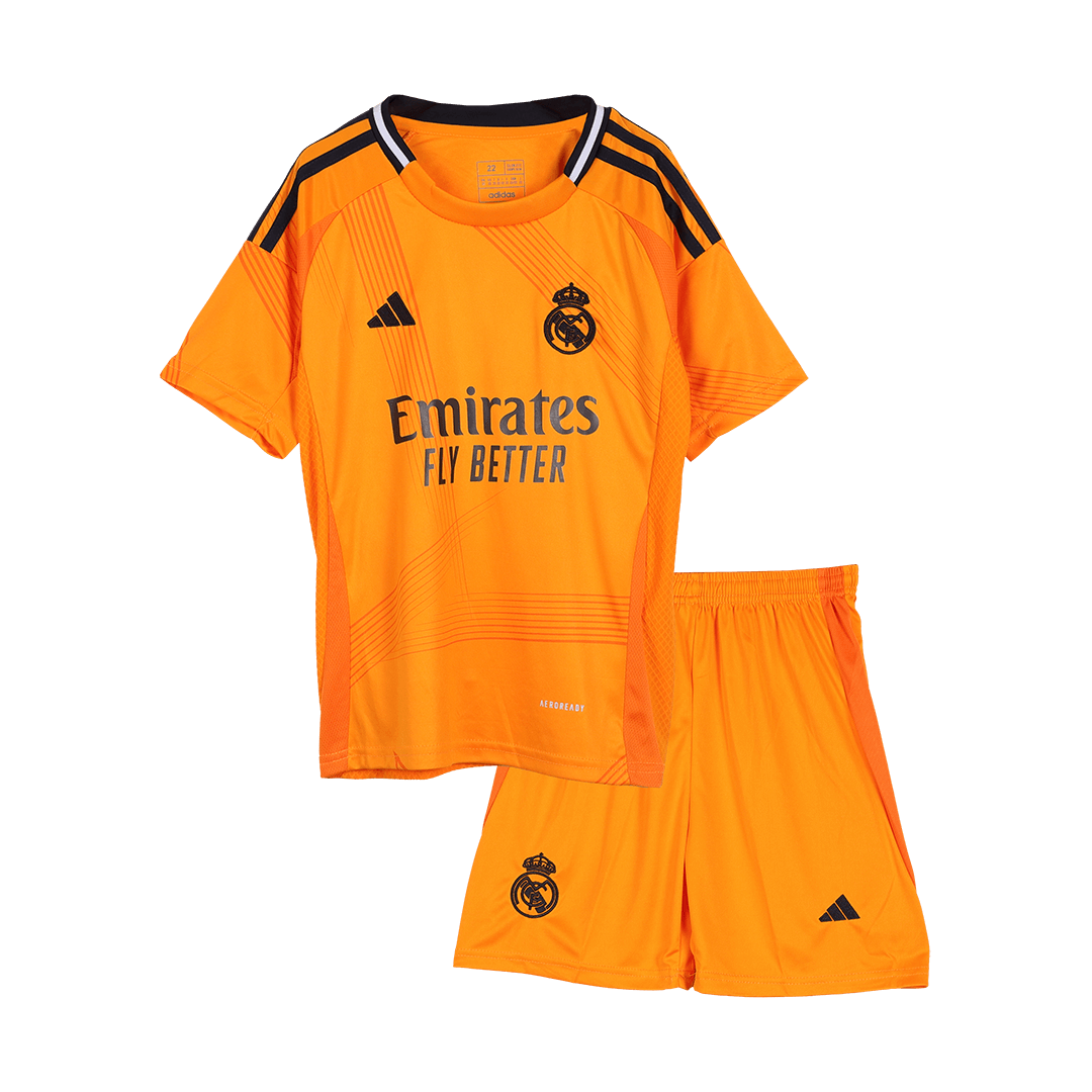 Kit de camiseta de fútbol visitante del Real Madrid para niños